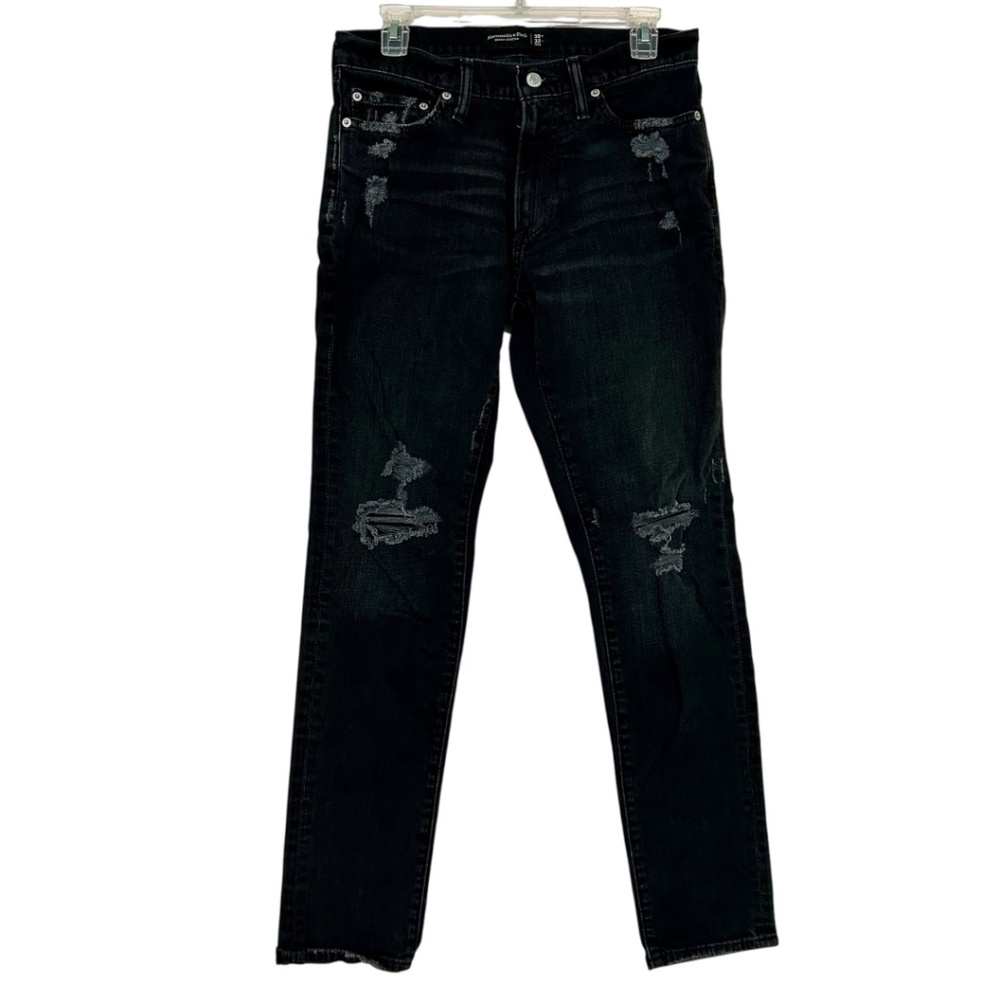 Abercrombie Skinny Stretch Jeans 30 x 32 Black Distressed